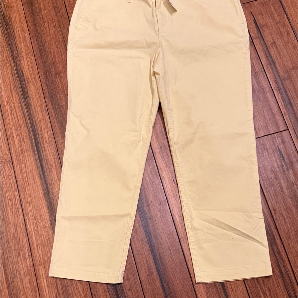 LOFT Sz 14 Pale Yellow Straight Leg Crop Pants - Picture 4 of 6